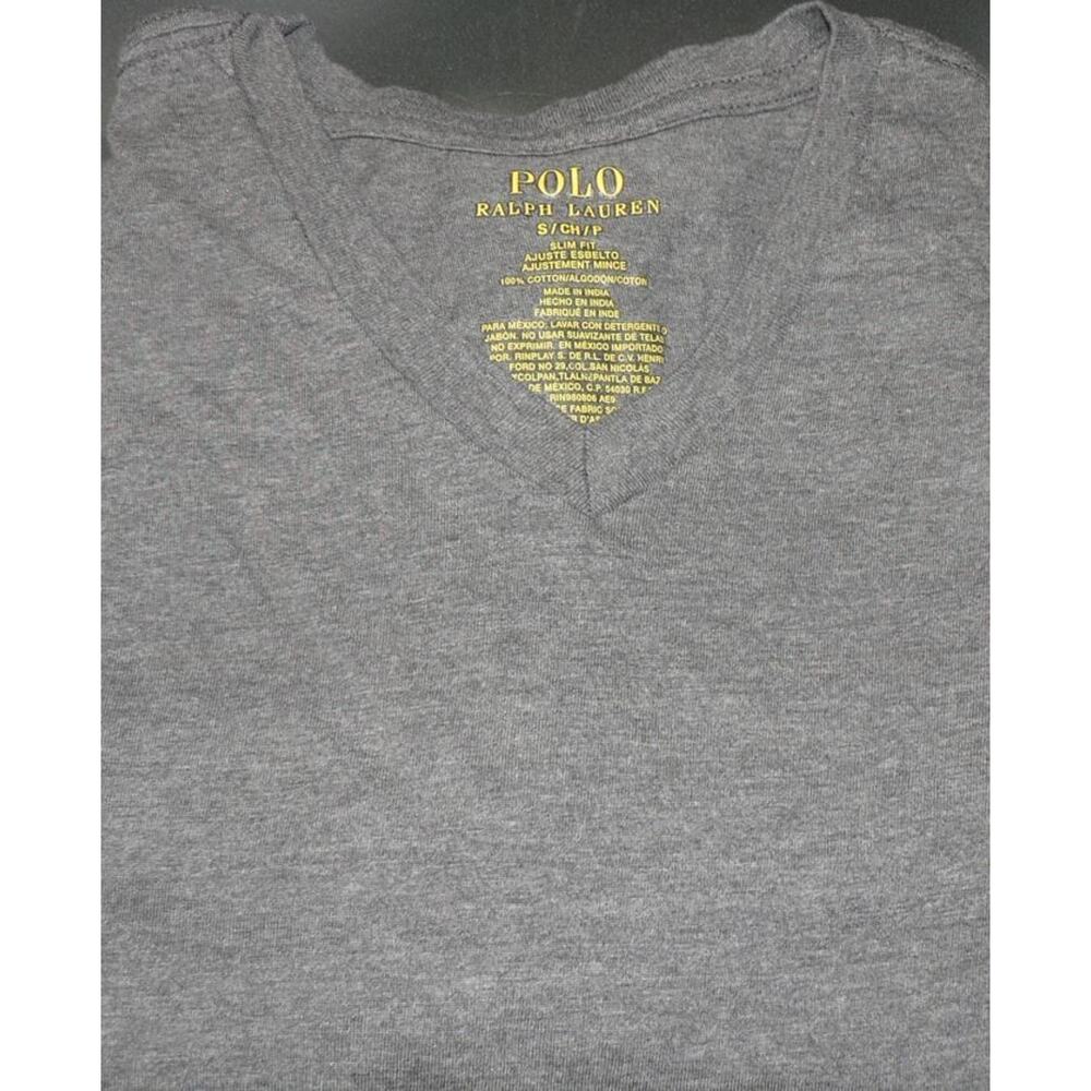 Polo Ralph Lauren Mens Slim Fit Short Sleeve Cotton V-Neck Tee In Gray Small $40